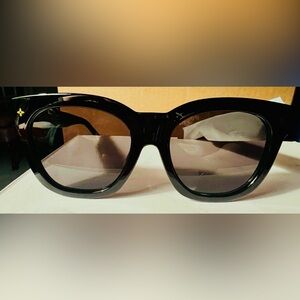 Lv Colorful  Black Gloss Oversized Cat-Eye Sunglasses